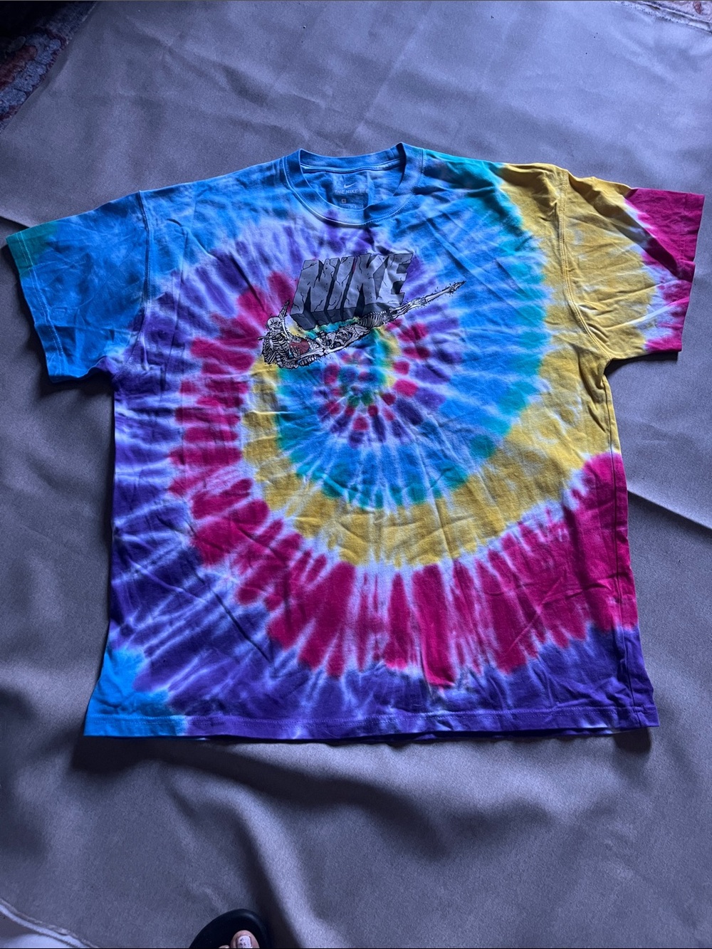 Nike Multicolor Spiral Tie-Dye Tee with Graphic Swoosh